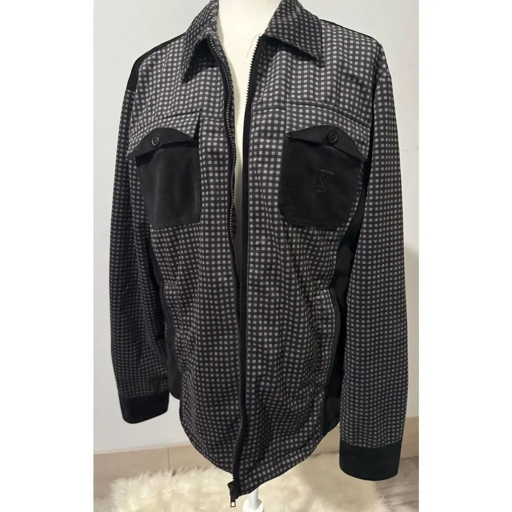 Stacy Adams zip up front velvet square design jacket M